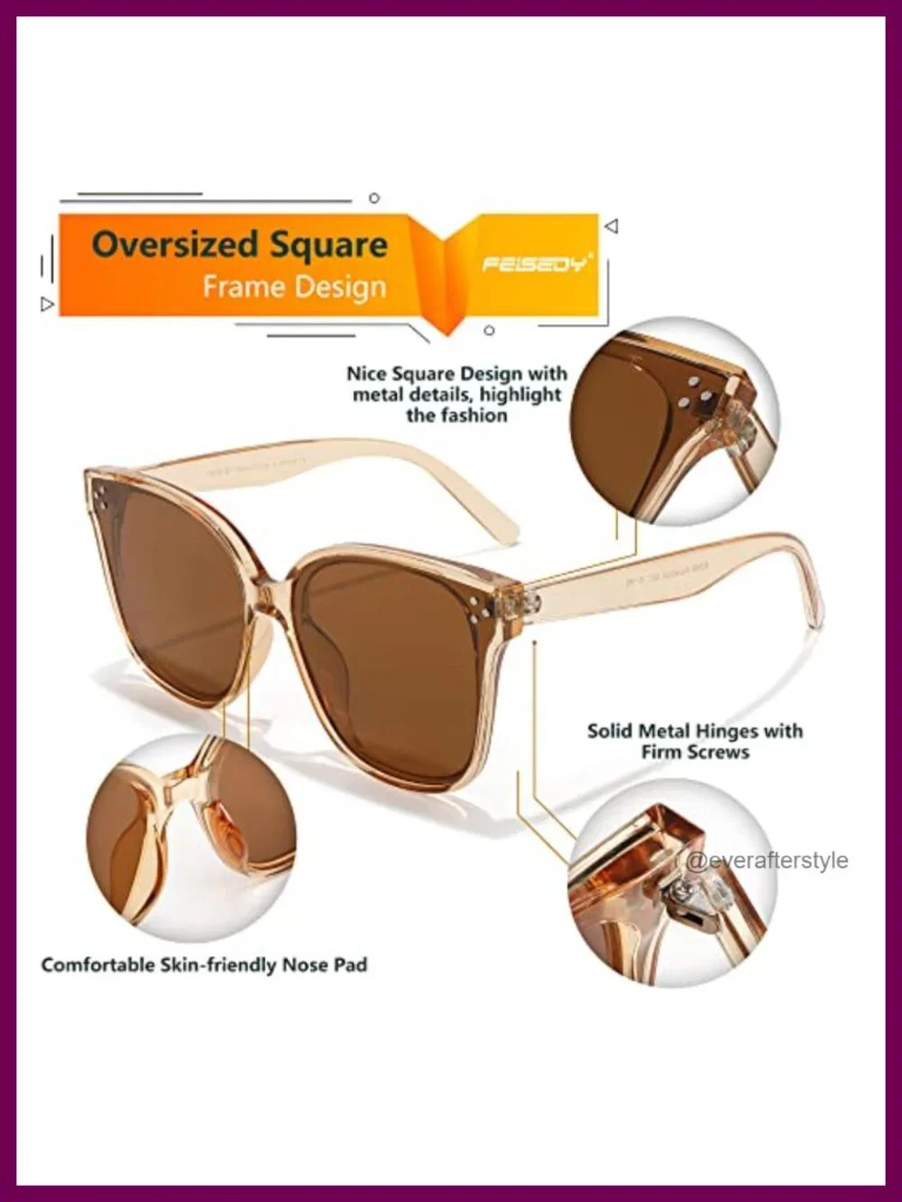 Oversized Polarized Square Sunglasses UV400 Protection for Women Fashion Summer